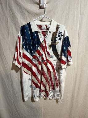 Vintage American Summer Patriotic American Flag Constitution Eagle Polo Shirt